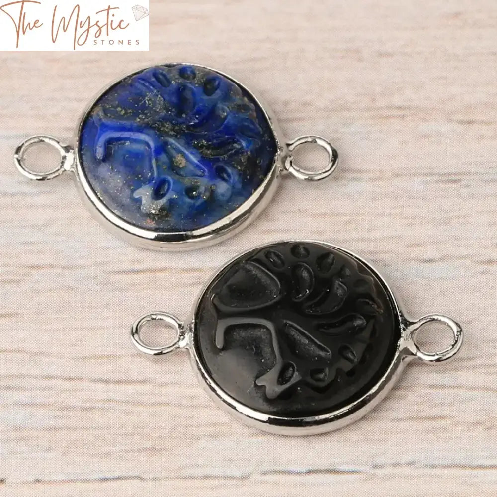 Natural Stone Life Tree Connector Charms