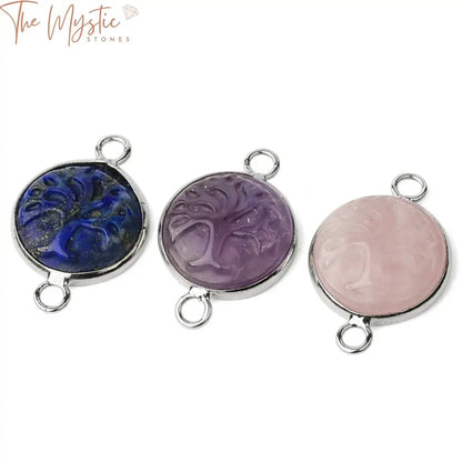 Natural Stone Life Tree Connector Charms