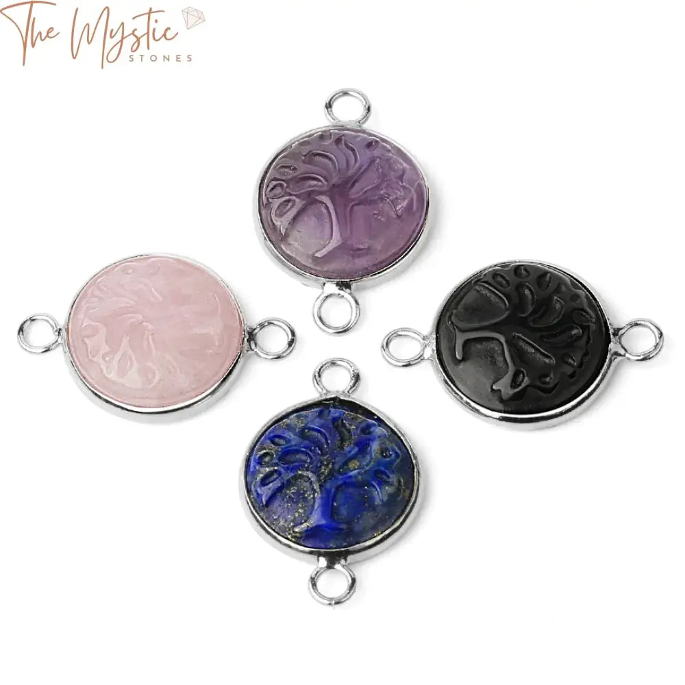 Natural Stone Life Tree Connector Charms