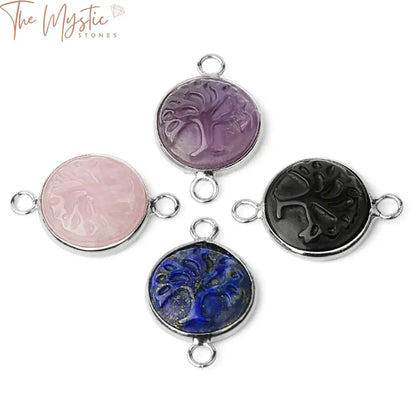 Natural Stone Life Tree Connector Charms