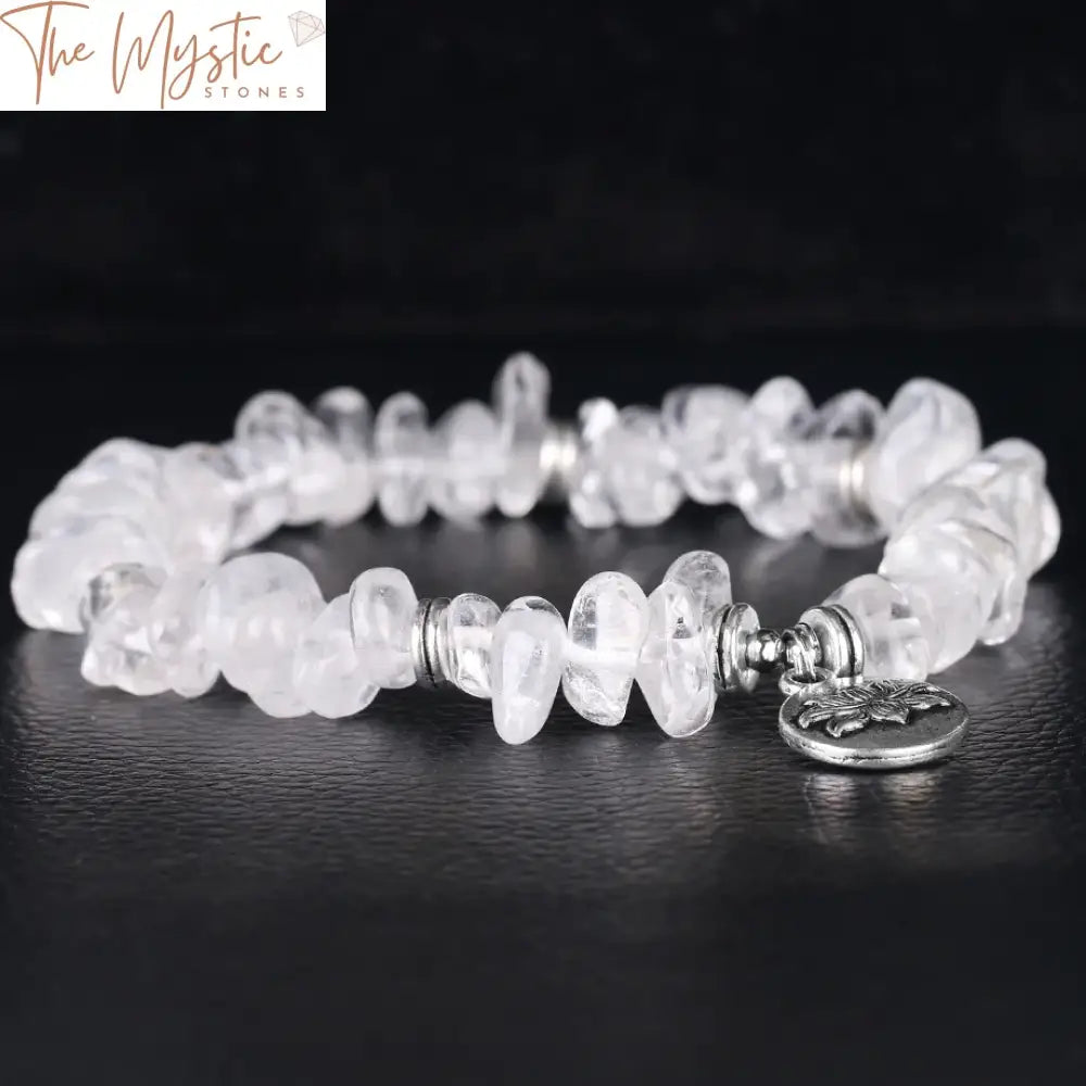 Natural Stone Lotus Bracelet With Crystal Chips