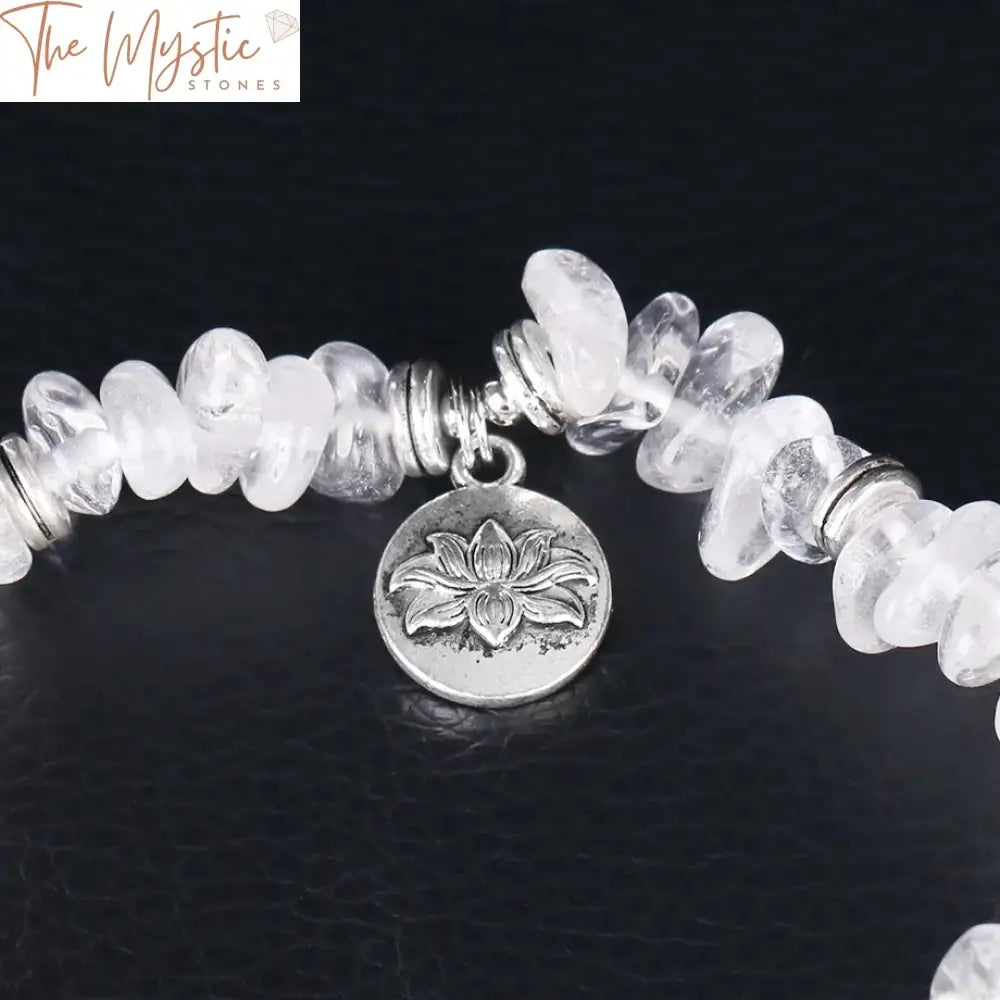 Natural Stone Lotus Bracelet With Crystal Chips