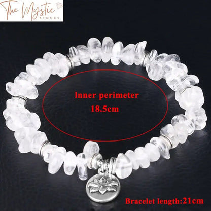 Natural Stone Lotus Bracelet With Crystal Chips