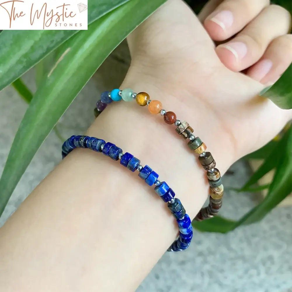 Natural Stone Mini Wheel 7 Chakra Bracelet