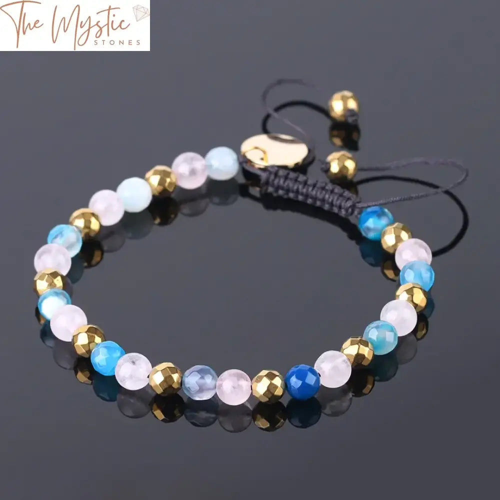 Natural Stone Onyx And Quartz Beaded Bracelet