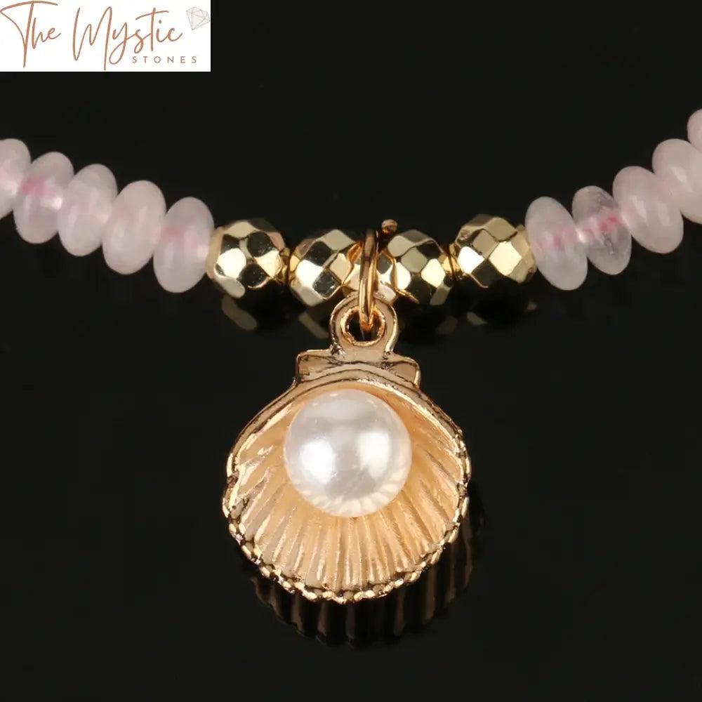 Natural Stone & Pearl Shell Charm Bracelet