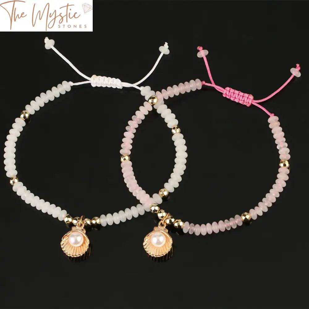 Natural Stone & Pearl Shell Charm Bracelet