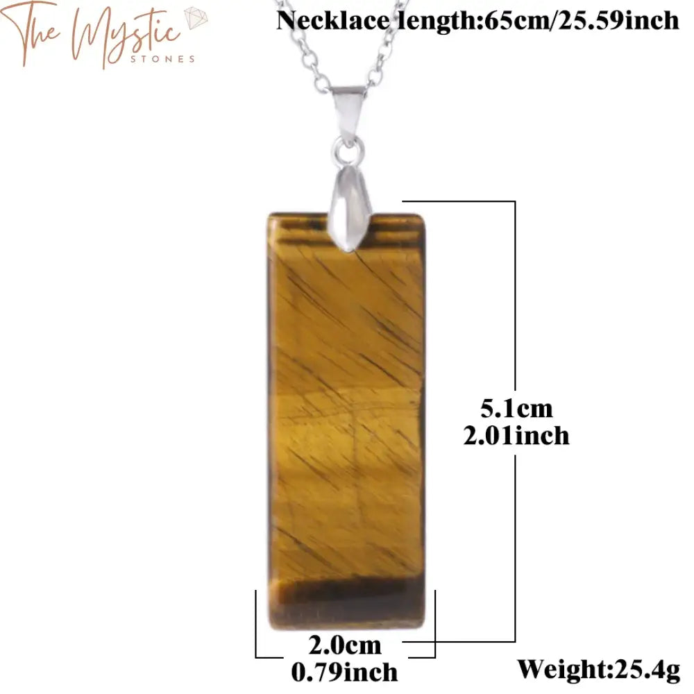 Natural Stone Rectangular Pendant Necklace