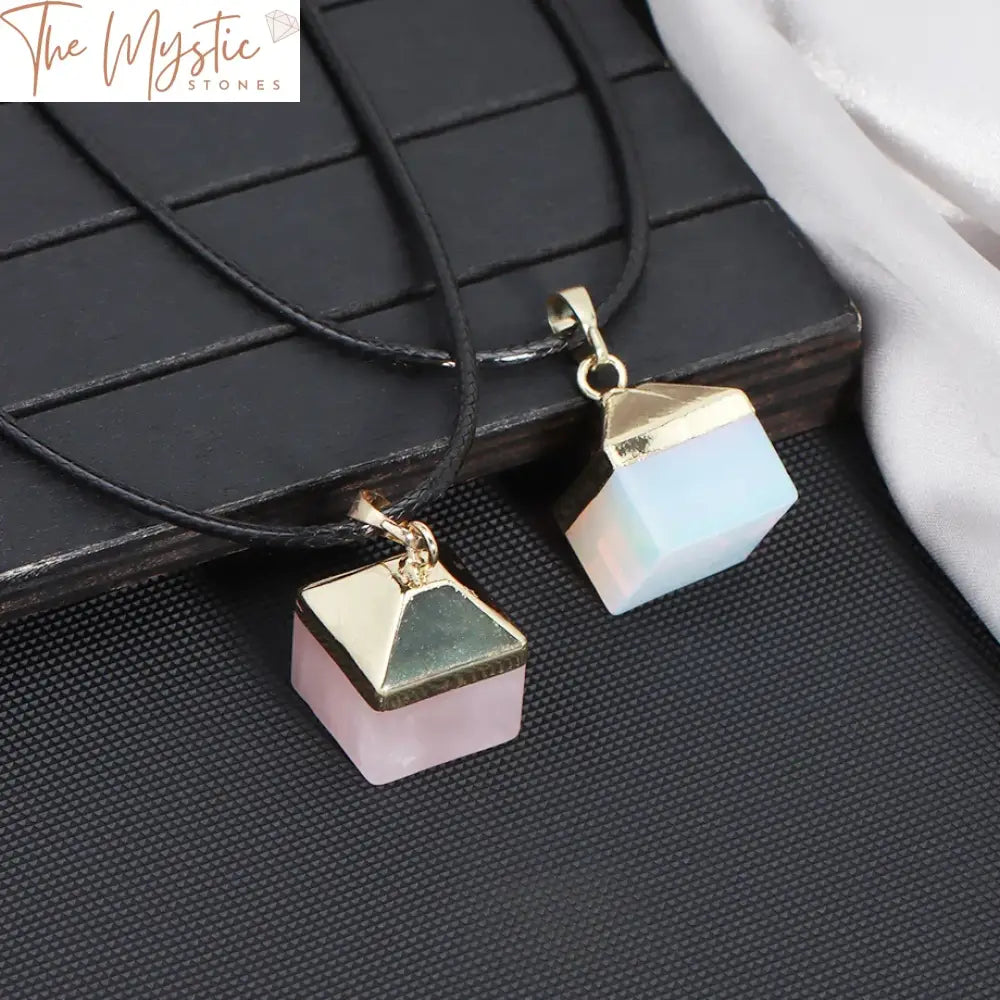 Natural Stone Square Pendant Necklace