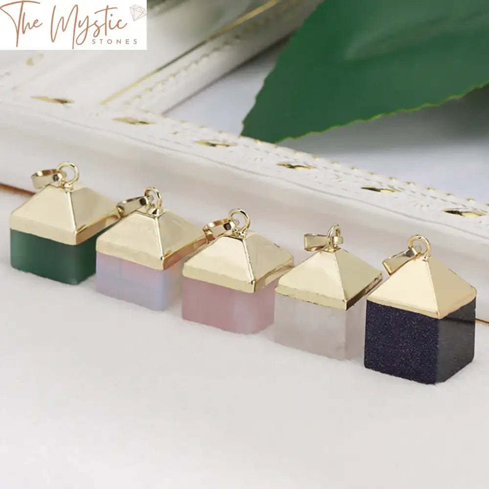 Natural Stone Square Pendant Necklace