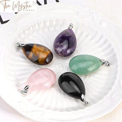 Natural Stone Water Drop Pendant Necklace