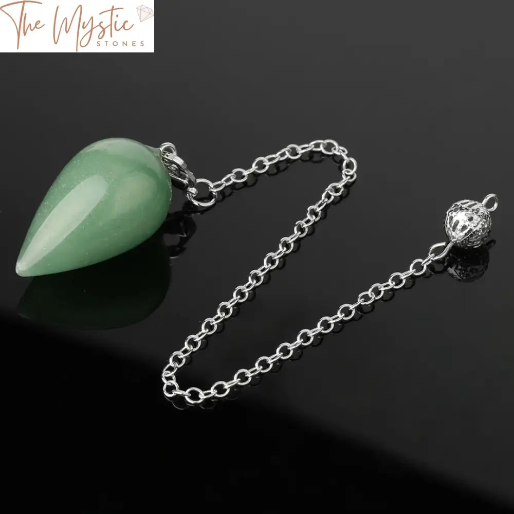 A close-up image of a sleek water drop-shaped natural stone pendulum, showcasing its smooth, polished surface.