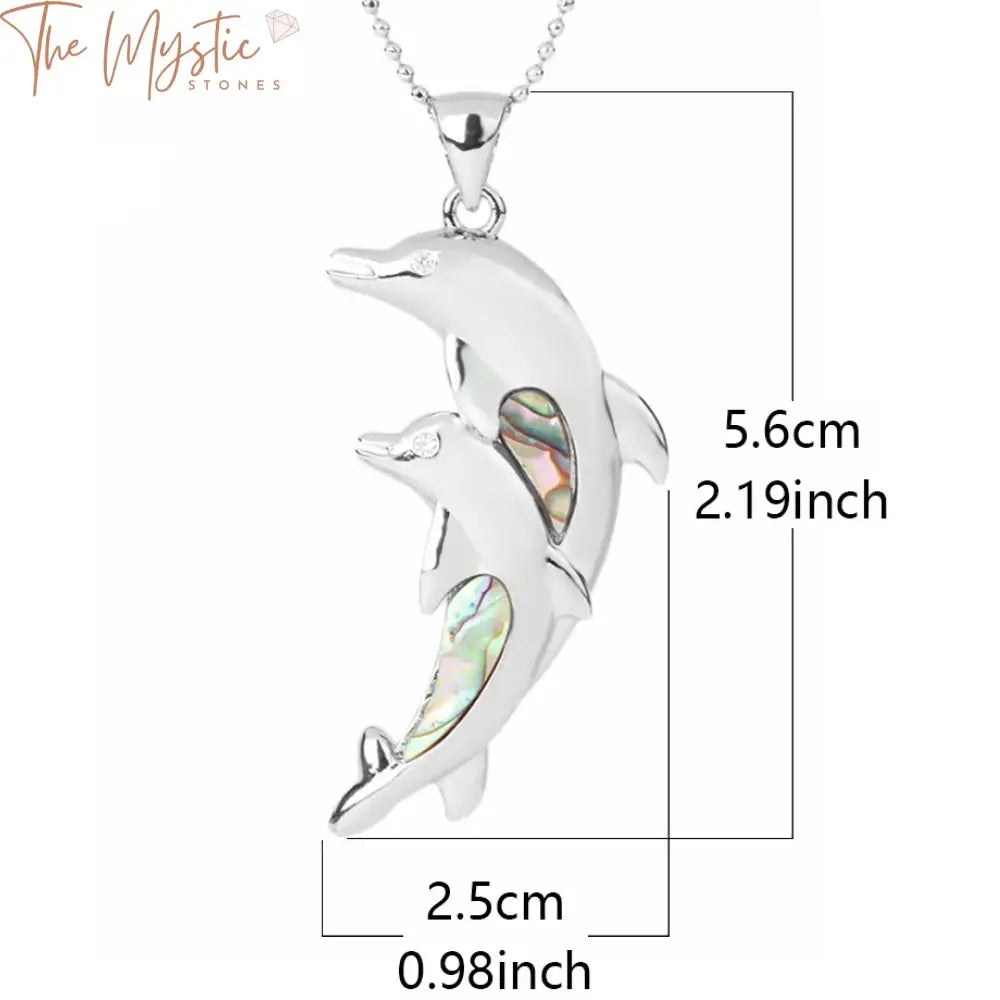 New Zealand Abalone Double Dolphin Pendant Necklace