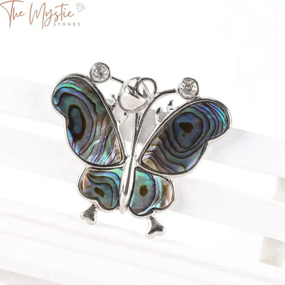 New Zealand Paua Abalone Butterfly Pendant