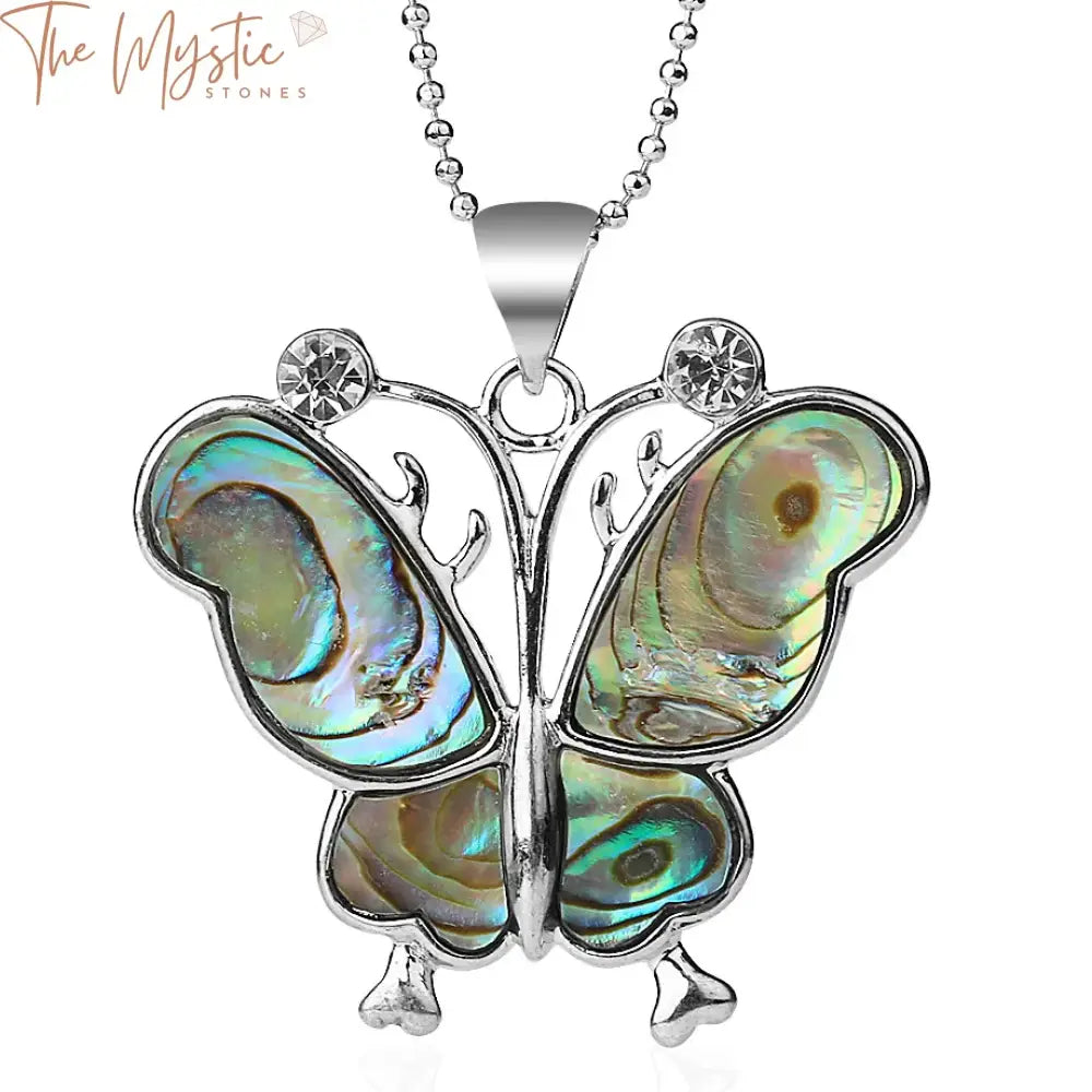 A collection of New Zealand butterfly pendants featuring natural Paua abalone shell.