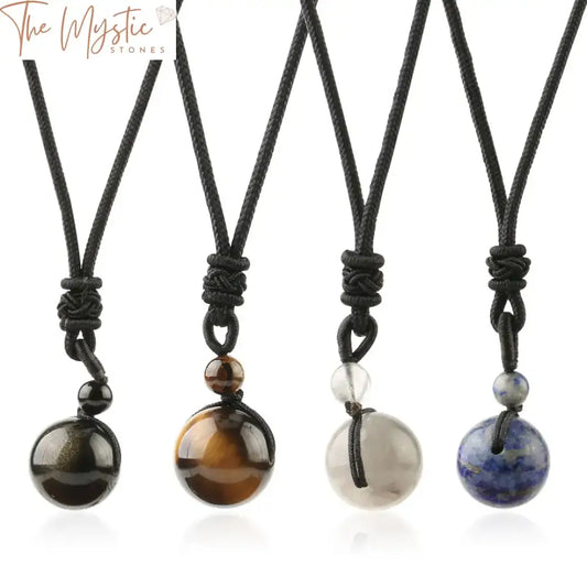 Obsidian & Gemstone Braided Pendant Necklace