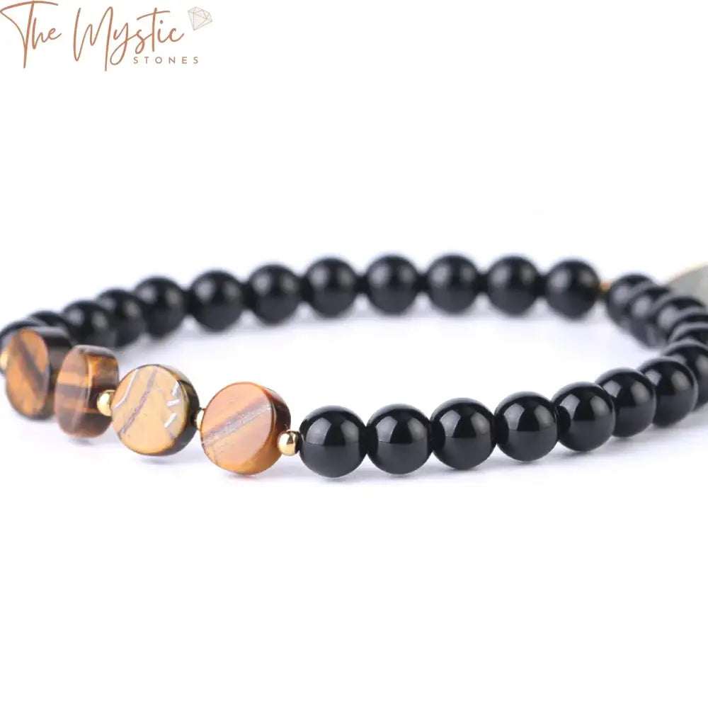 Obsidian & Labradorite Natural Stone Bracelet