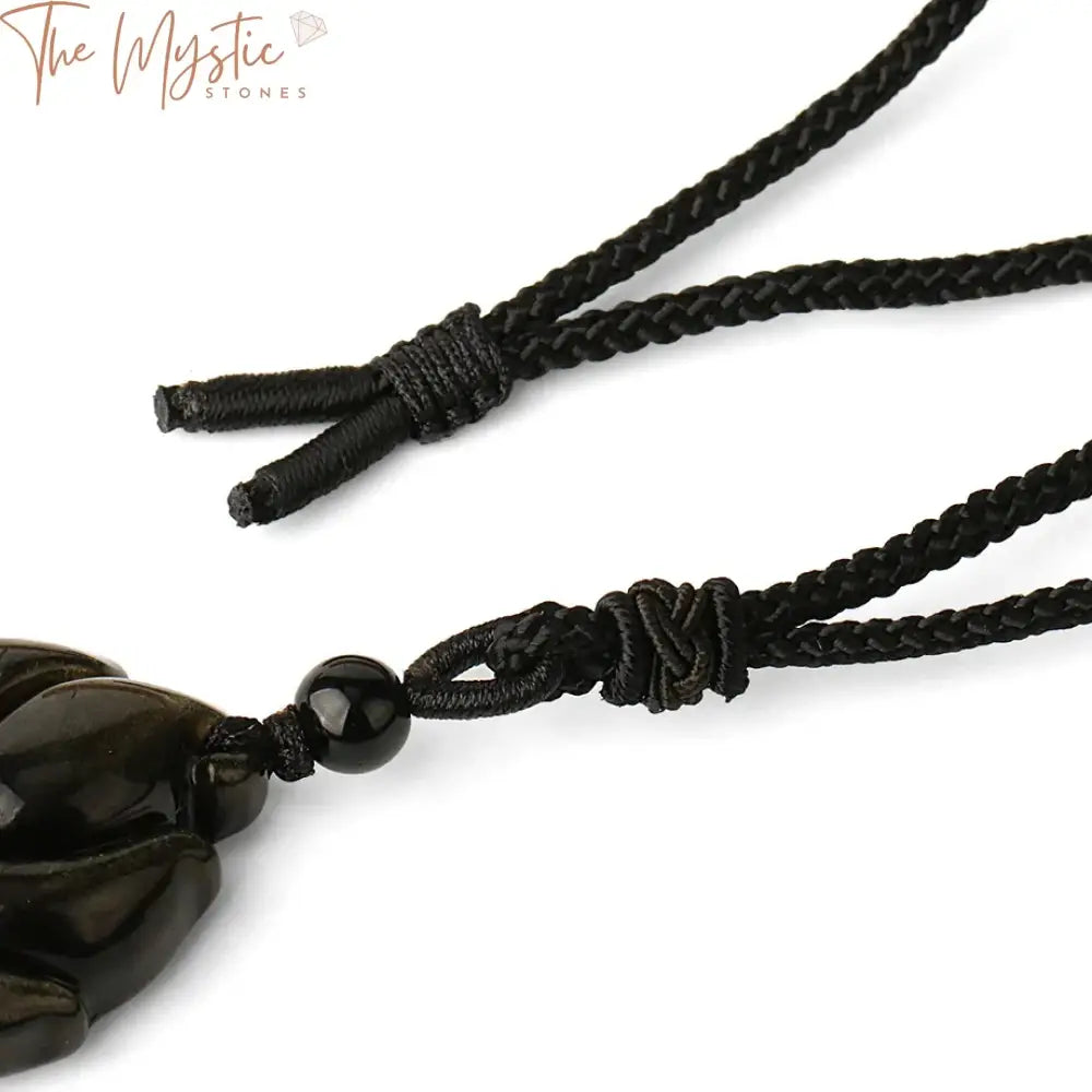 Obsidian Nine-Tailed Fox Amulet Necklace