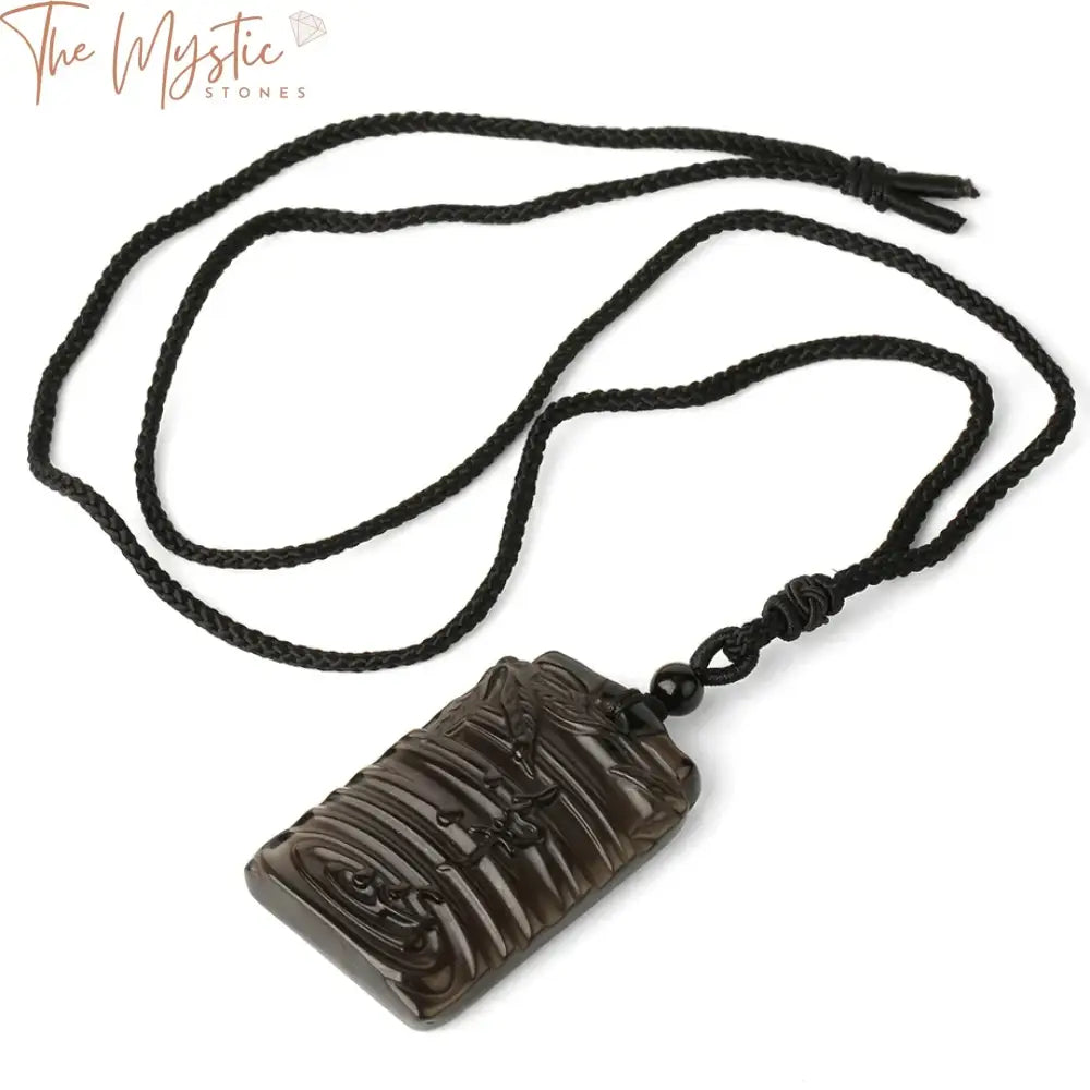 Obsidian Nine-Tailed Fox Amulet Necklace