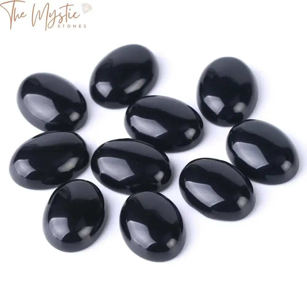 Obsidian Oval Cabochon Stone Bead