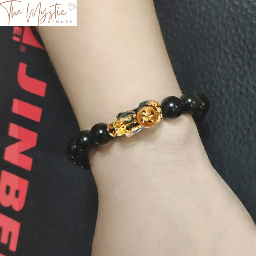 Obsidian Pixiu Feng Shui Bracelet 12Mm