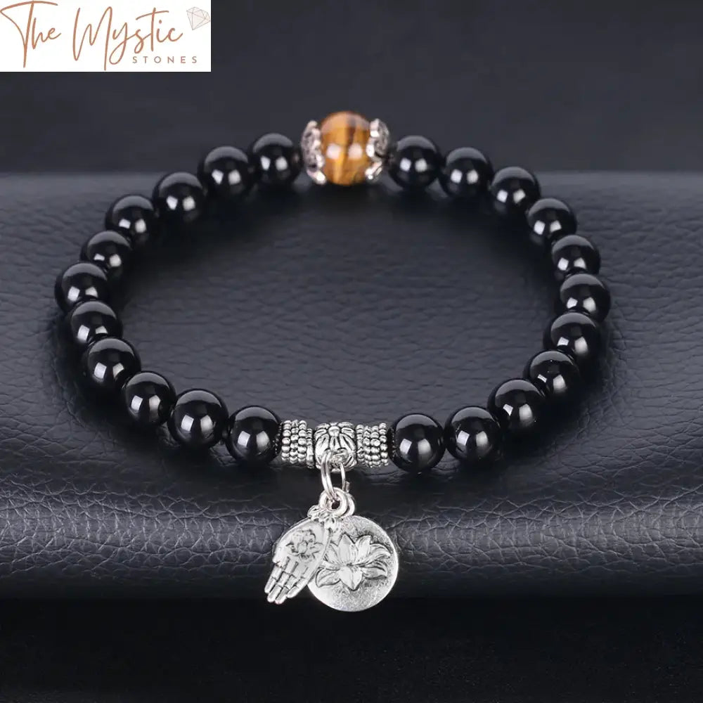 Obsidian & Tiger Eye Beaded Bracelet