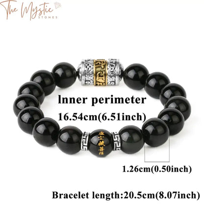 Obsidian Wealth Mantra Bracelet - 12Mm Beads