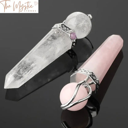 Octagonal Crystal Energy Wand With Rolling Ball