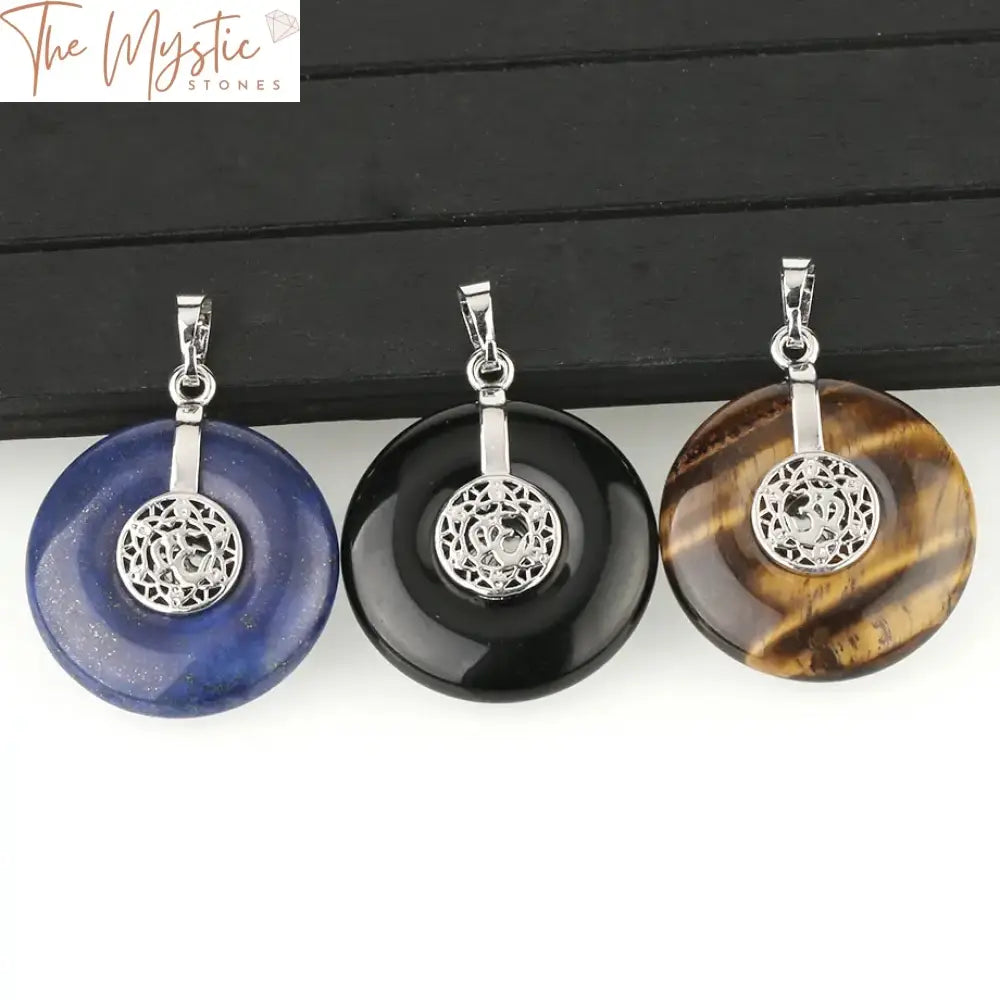 Om 3D Natural Stone Pendant Necklace