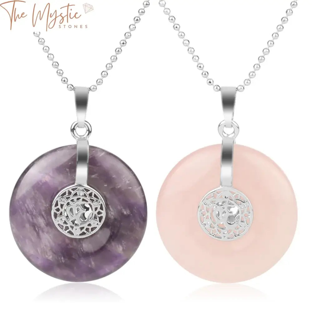 A collection of natural stone pendants featuring the Hindu AUM (OM) symbol in a 3D design.