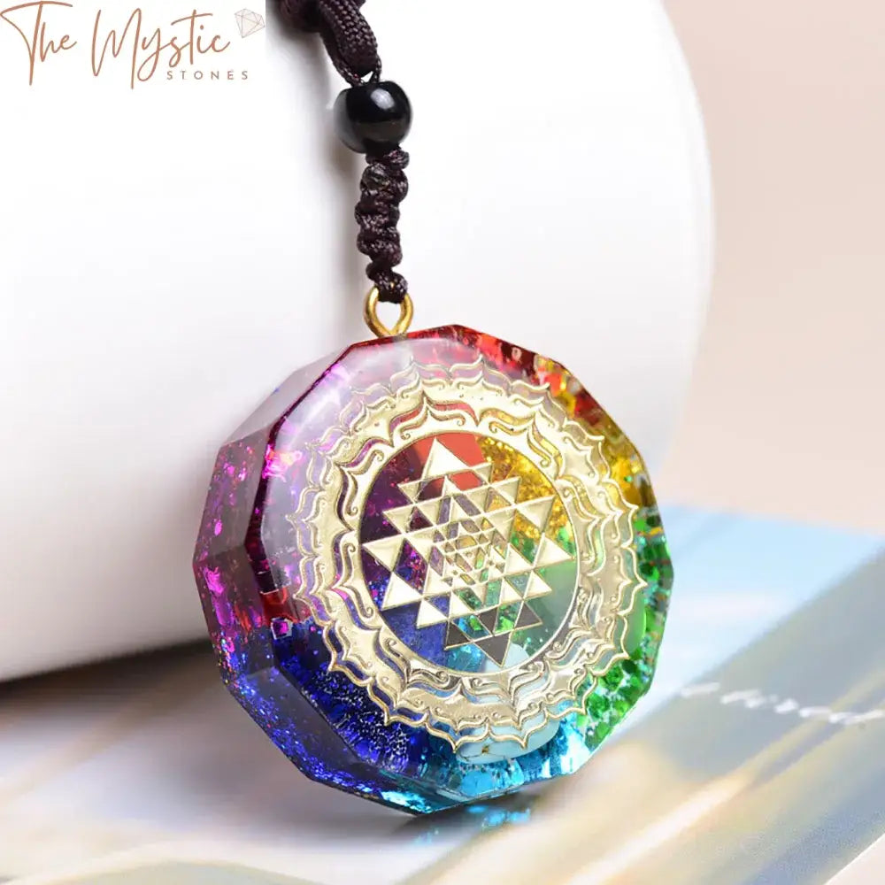 Om Crystal Energy Pendant - 7 Chakra Orgonite