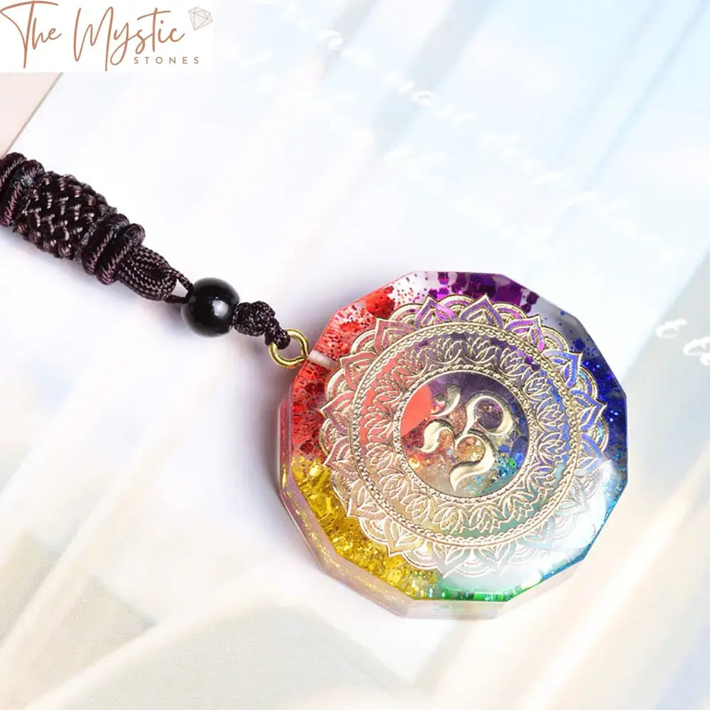 Om Crystal Energy Pendant - 7 Chakra Orgonite