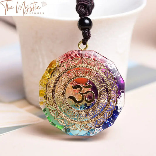 Om Crystal Energy Pendant - 7 Chakra Orgonite