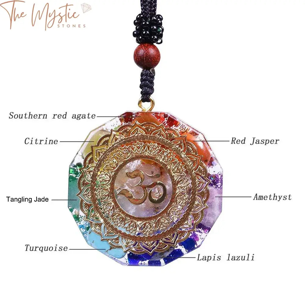 Om Crystal Energy Pendant - 7 Chakra Orgonite