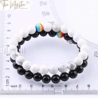 Onyx & Howlite Couples Bracelet Set