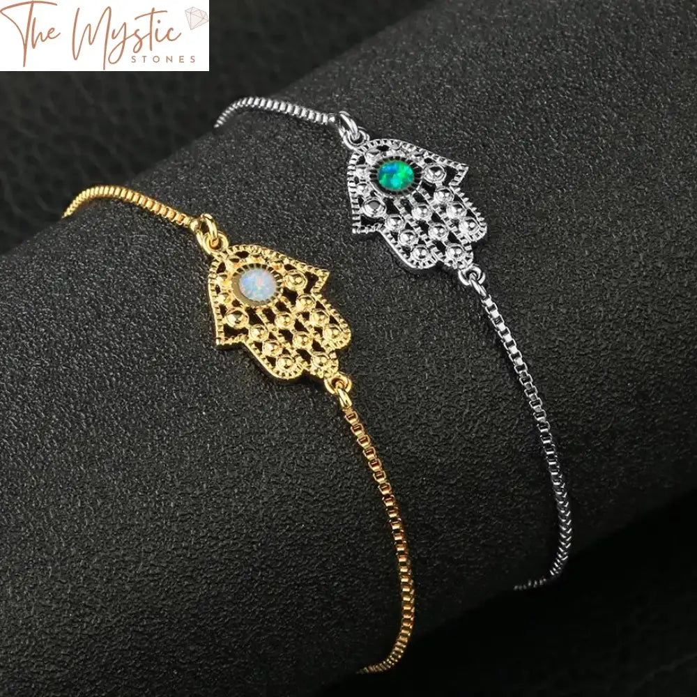 Opal Hamsa Link Bracelet