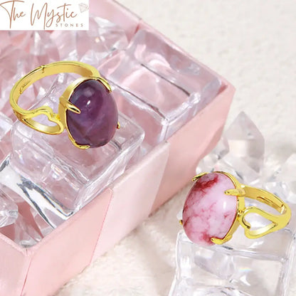 Oval Gemstone Adjustable Ring