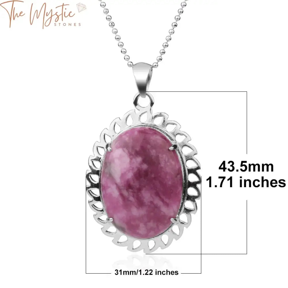 Oval Pink Cabochon & Zircon Pendant Necklace