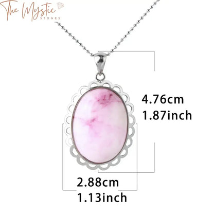 Oval Pink Crystal Natural Stone Pendant Necklace