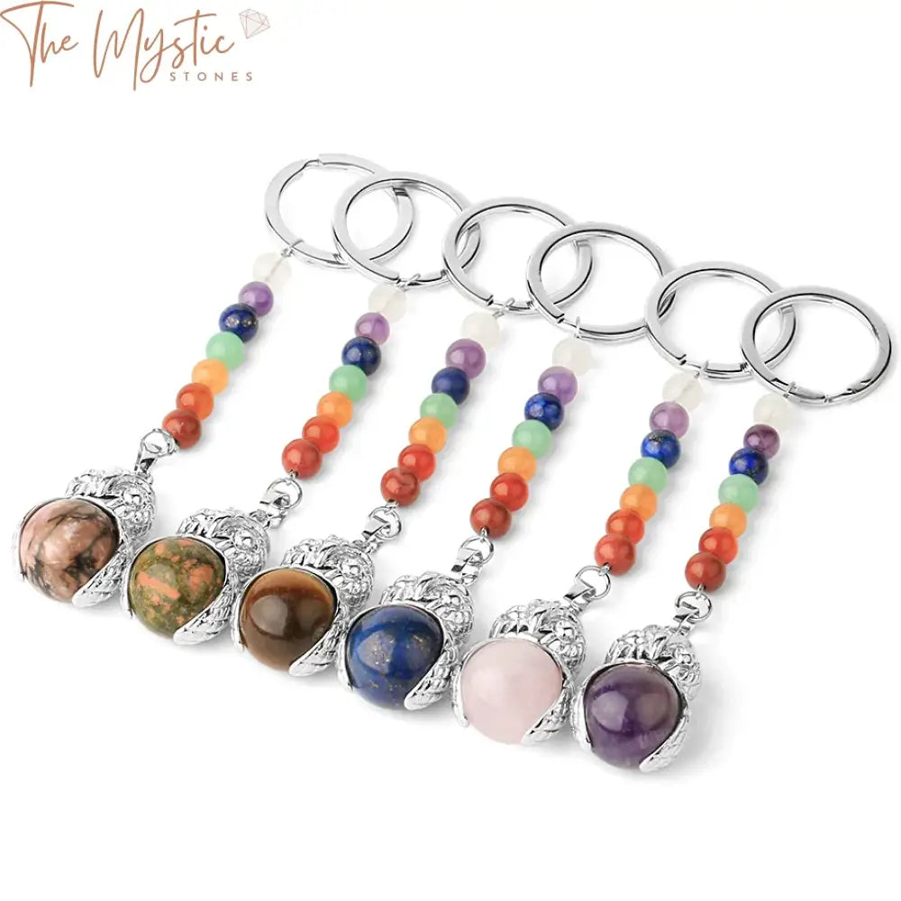 Owl Chakra Stone Keychain