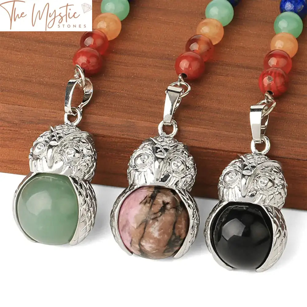 Owl Chakra Stone Keychain