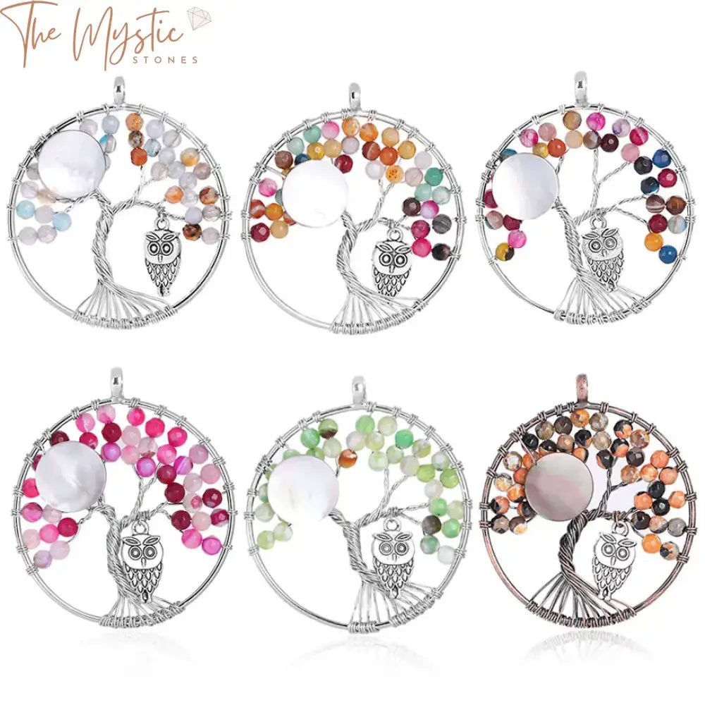 Owl Chakra Tree Of Life Pendant