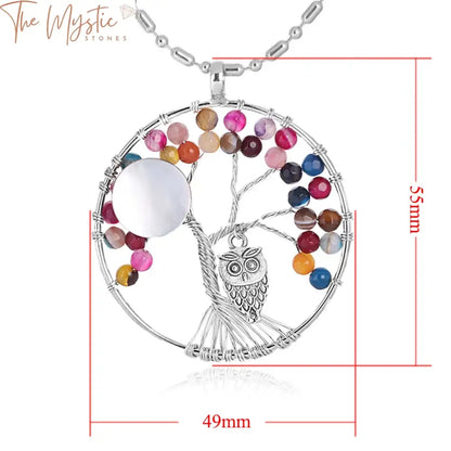 Owl Chakra Tree Of Life Pendant