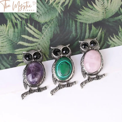 Owl Crystal Cabochon Amulet Necklace