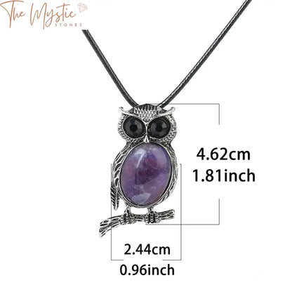 Owl Crystal Cabochon Amulet Necklace