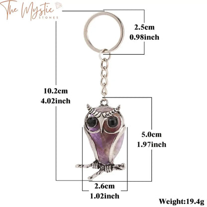 Owl Crystal Keychain With Stone Pendant