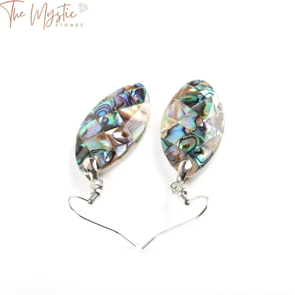 Paua Abalone Olivary Dangle Earrings