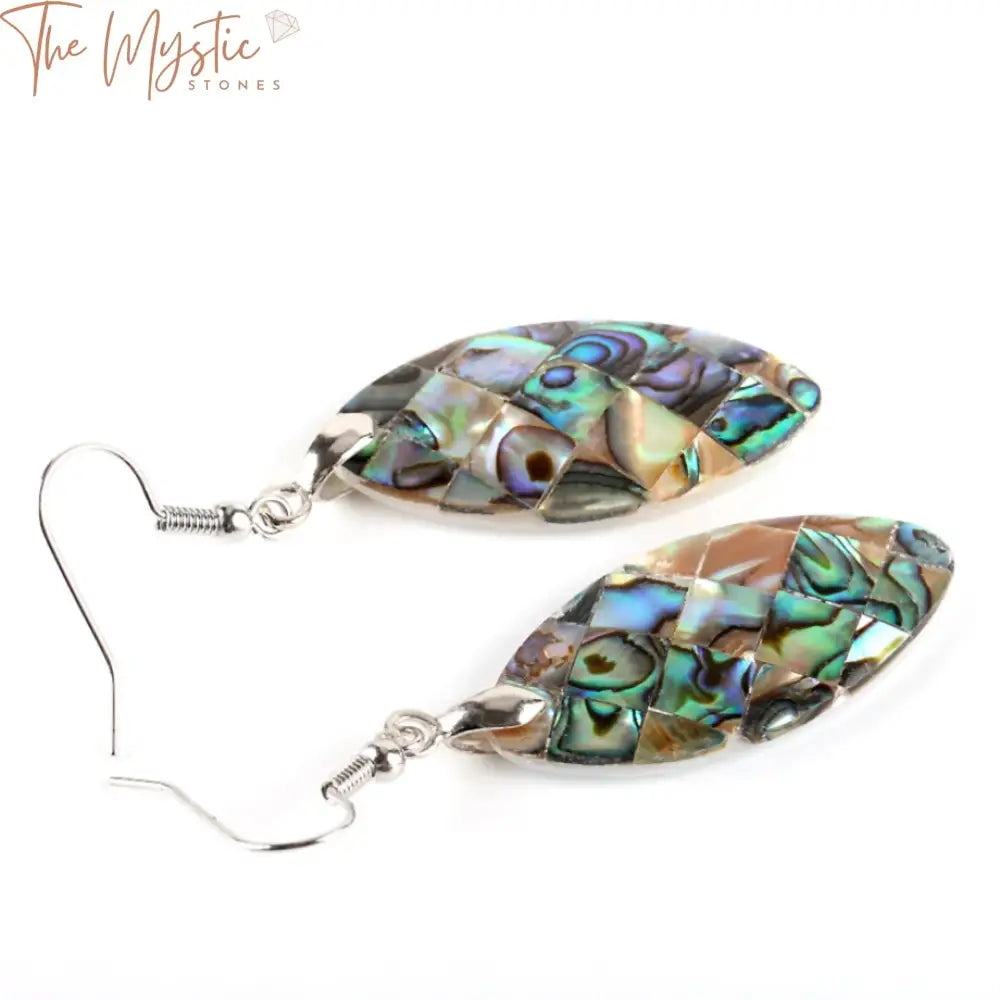 Paua Abalone Olivary Dangle Earrings