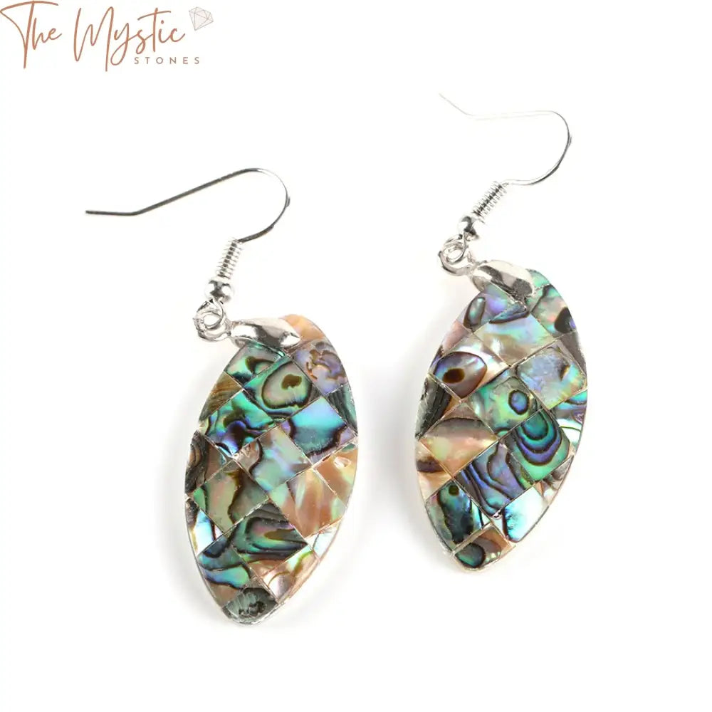 Paua Abalone Olivary Dangle Earrings