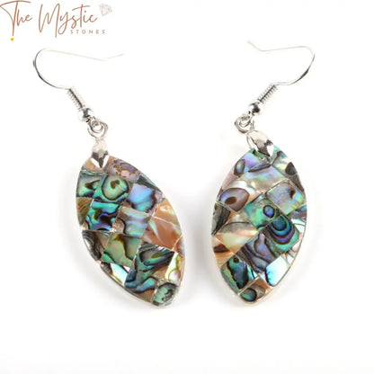 Paua Abalone Olivary Dangle Earrings